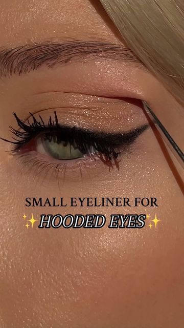 Hooded Eyelid Eyeliner, Eyeliner For Hooded Eyelids, Small Eyelid Makeup, Eyeliner For Small Eyes, Eyeliner Brown Eyes, Everyday Eyeliner, Makeup For Downturned Eyes, Hooded Eyes Tutorial, Eyeshadow For Hooded Eyes