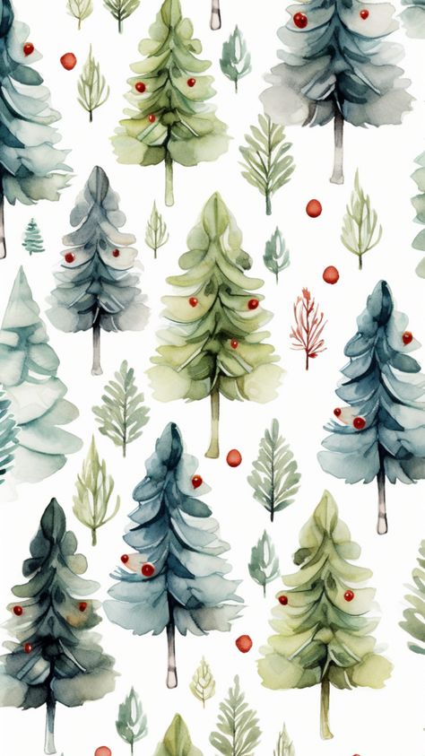 Christmas Wallpaper Christmas Wallpaper Trees, Christmas Watercolor Wallpaper, Vintage Christmas Background Wallpapers, Christmas Watercolor Background, Xmas Aesthetic Wallpaper, Christmas Pattern Wallpaper, Wallpaper Decor Ideas, Christmas Pattern Background, Holiday Iphone Wallpaper