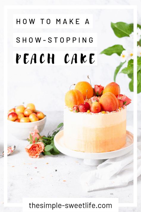 Peach Mousse Cake, Cake Combinations, Cake Receipt, Fresh Peach Cake, Cupcake Flavours, Peach Mousse, Beautiful Baking, Mousse Filling, Moist Vanilla Cake