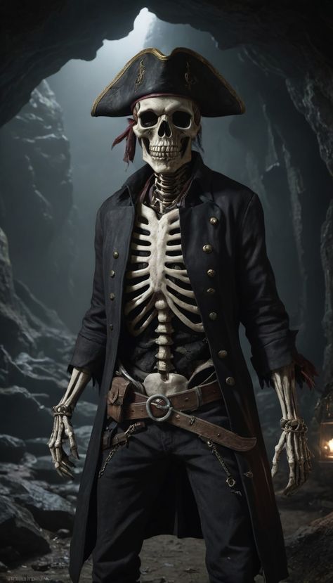 skeleton dressed as a pirate, digital painting Pirate Skeleton Drawing, Rule Number 5, Pirate Hat Drawing, Pirate Photography, The Magicians Characters, Pirate Concept, Dark Pirate, Pirate Drinks, Pirate Code