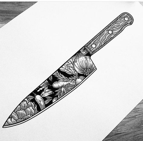 Cooking Tattoo, Culinary Tattoos, Chef Tattoo, Skulls Tattoo, Food Tattoos, Knife Tattoo, Tattoo Old School, Japanese Tattoo Art, Tattoo Life