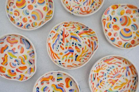 Spoon rests fresh out the kiln! . . . . . #contemporaryart #rainbow #ceramics #pottery #handmade #handthrown #handthrownpottery… | Instagram Rainbow Ceramics, Rainbow Pottery, Bowl Painting, Pottery Inspo, Hand Thrown Pottery, Spoon Rests, Pottery Handmade, Craft Day, Ceramics Pottery