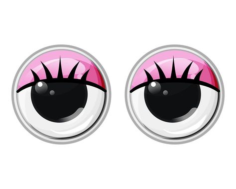 Funny plastic toy eyes with eyelashes and pink eyelids. Animate. Vector cartoon illustration on an isolated white background Cartoon 3d, Vector Cartoon, Plastic Toys, The Funny, Cartoon Illustration, Vector Art, Eyelashes, White Background, Vector Free