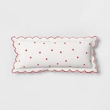 Valentine’s Day Decorations : Target Valentine Inspiration, Valentines Pillow, Embroidered Hearts, Valentines Pillows, Heart Pillow, Ideas Room, Embroidered Heart, Scalloped Trim, Room Stuff