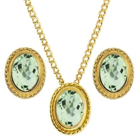 3.00 Ct Oval Green Prasiolite 925 Yellow Gold Plated Silver Pendant Earrings Set * To find out more, go to image web link. (This is an affiliate link). #silverrings Pendant Earrings Set, Yellow Citrine, Jewelry Show, Mystic Topaz, Gem Stone, Gold Set, Gold Plated Silver, Earring Backs, Pendant Earrings