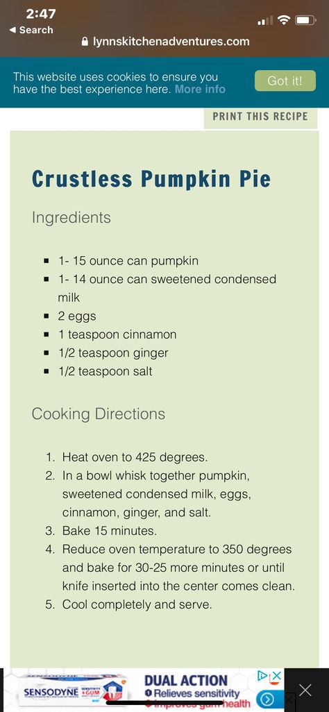 Pumpkin Pie Condensed Milk, Pumpkin Pie With Sweetened Condensed, Pumpkin Pie Ingredients, Crustless Pumpkin Pie, Family Thanksgiving, Sweetened Condensed Milk, Canned Pumpkin, Condensed Milk, Thanksgiving Recipes