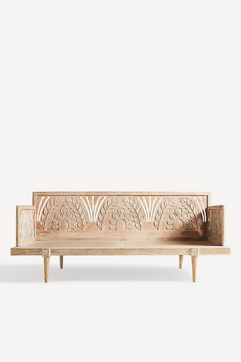 Carved Lovella Daybed Retirement Cottage, Couch Seats, Coastal Cottage Style, Wood Daybed, Bob The Builder, Sofa Ideas, Cloth Wipes, Bhldn Weddings, Coastal Cottage