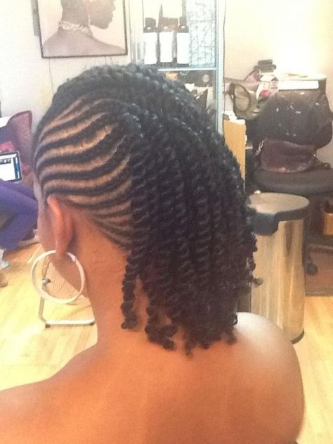 Cornrows into twists. Cute!                                                                                                                                                     More Cabello Afro Natural, Twisted Hair, African American Braids, Hair Afro, Pelo Afro, Beautiful Braids, Sisterlocks, Natural Hair Inspiration, Natural Hair Braids