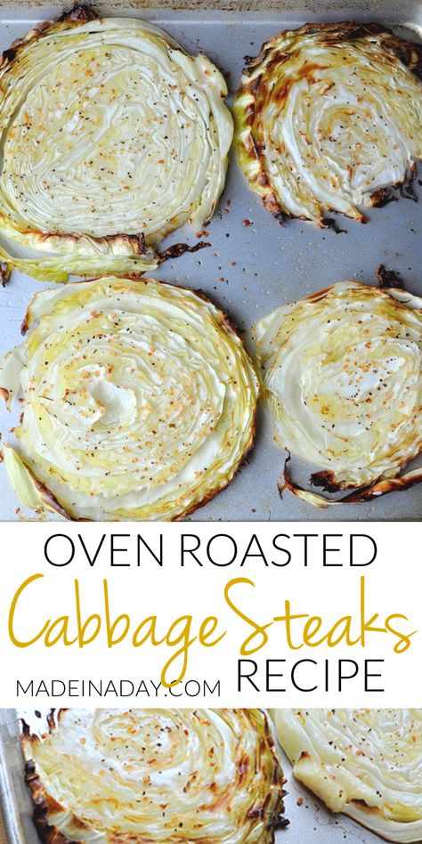 Oven Roasted Cabbage Steaks Cabbage Recipes Low Carb, Cabbage Low Carb, Oven Roasted Cabbage, Roast Cabbage, Low Carb Cabbage, Baked Cabbage Steaks, Cabbage Steaks Recipe, Garlic Roast, Cabbage Side Dish