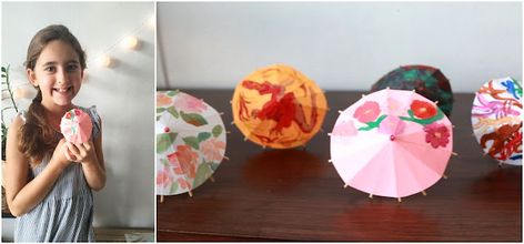 Thai Umbrella, Umbrella Tutorial, Thailand Kids, Umbrella For Kids, Umbrella Template, Instrument Craft, Umbrella Craft, Pad Thai Recipe, Paper Umbrellas