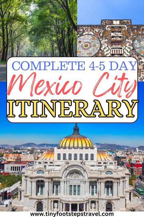 Here you'll find a complete 4-5 day itinerary for exploring Mexico City including where to go, things to see, where to stay, and more. Mexico City 4 Day Itinerary, 3 Days In Mexico City, Where To Stay In Mexico City, Mexico City Itinerary, Mexico City Cathedral, Mexico City Vacation, Mexico City Map, Teotihuacan Pyramid, Living In Mexico City