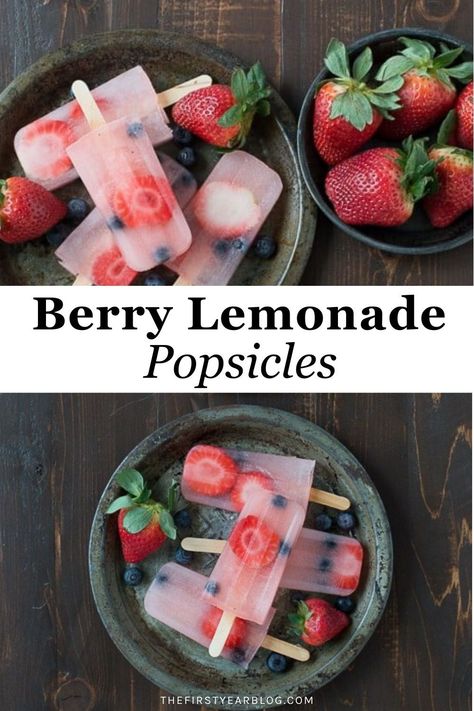 Berry Lemonade Popsicles are perfect for summer with fresh strawberries and blueberries! Lemonade Popsicles, Berry Lemonade, Sommer Mad, Strawberries And Blueberries, Sugar Pop, Homemade Popsicles, Popsicle Recipes, Summer Snacks, Ice Pops