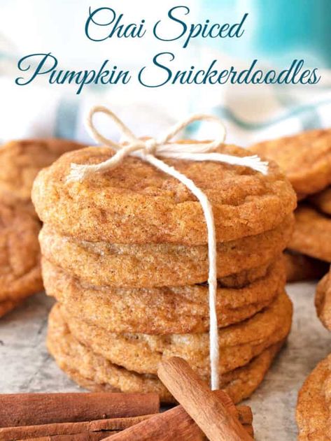 Pumpkin Chai Snickerdoodles, Chai Cookies Recipe, Chai Spice Cookies, Cookie Perfection, Cookies Snickerdoodle, Soft Snickerdoodle Cookies, Christmas Cookie Exchange Recipes, Chai Masala, Cookie Board