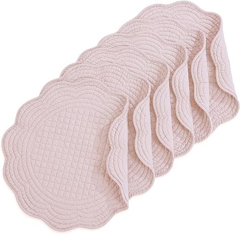 Amazon.com: HOMBYS Quilted Placemats Set of 6 Washable Round Placemats for Kitchen Table-100% Cotton Fabric 14 Inch Round Table Mats (14"x14", Pink) : Home & Kitchen Table Placemats Ideas, Placemats Ideas, Neutral Tablescape, Pink Placemats, Sugarplum Fairy, Quilted Placemats, Round Table Mats, Round Placemats, Place Mats Quilted