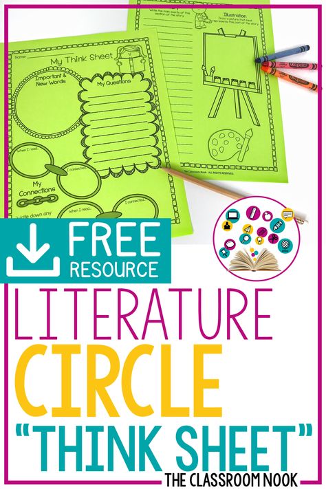 Grab this FREE literature circle think sheet to help guide student discussion - perfect for literature circles in third grade, fourth grade, fifth grade! Hyperbole Activities 3rd Grade, Literature Circles 3rd Grade, Tiger Rising, Decorate Classroom, Lit Circles, Literacy Circles, Think Sheet, Teaching Reading Strategies, Literature Circle