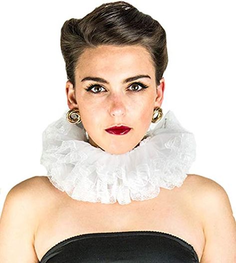 Elizabethan Ruff, Clown Collar, Neck Ruffle Collar, Tudor Costumes, Pierrot Clown, Ruff Collar, Horn Bracelet, Ruffle Pattern, Circus Costume