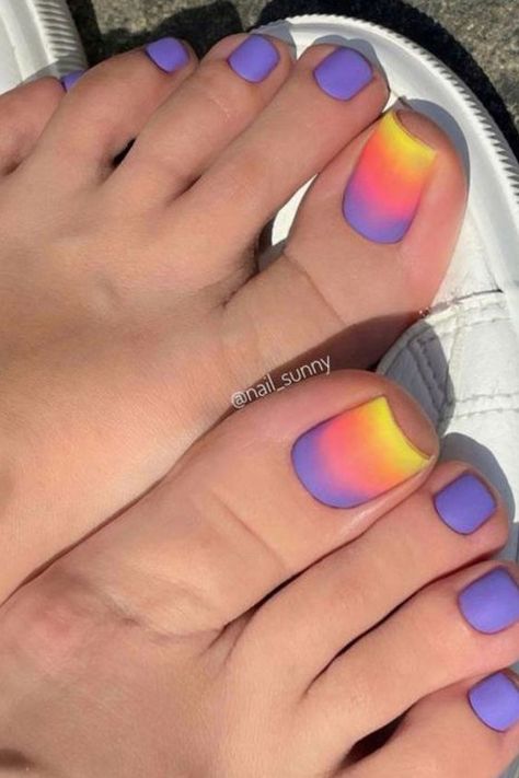 Summer 2024 Toe Nail Trends: Cute Pedicure Designs for Sunny Days Bright Toenails For Summer, Pedicure Acrylic Toenails, Toenail Art Designs Summer Pedicures, Rainbow Toenails, Cute Toenail Designs, Cute Pedicure Designs, Purple Toe Nails, Toenail Art Designs, Pink Toe Nails