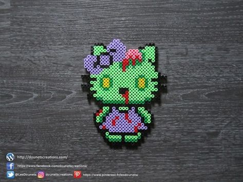 Cool Minecraft Houses Easy, Zombie Hello Kitty Perler, Flowers Hello Kitty, Kitty Perler Beads, Minecraft Houses Easy, Hello Kitty Perler Beads, Hello Kitty Zombie, Zombie Hello Kitty, Hama Beads Halloween