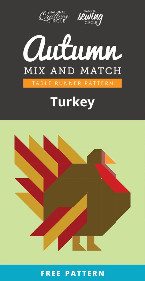 Turkey Quilt Patterns Free, Turkey Table Runner Pattern, Thanksgiving Quilt Blocks Free, Turkey Quilt Patterns, Seasonal Quilt Blocks, Thanksgiving Quilt Blocks, Turkey Quilt Block Free Pattern, Fall Quilted Table Runners Patterns Free, Turkey Quilt Block