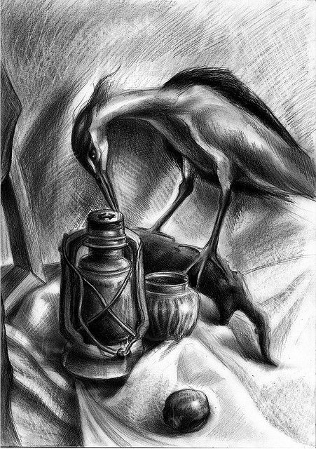 Charcoal still-life drawing with bird  by kelvinzhang87@flickr, via Flickr Good Artists, Compressed Charcoal, Artistic Ideas, Observational Drawing, Still Life Drawing, Hyperrealism, Photorealism, Charcoal Drawing, The Thing Is