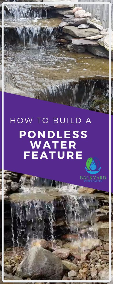 Your life is busy and finding the time, energy and money that goes into digging and maintaining a pond is almost unimaginable. That’s where the idea of a pondless waterfall comes in. Creating your own at home getaway can work wonders on your stress levels, not to mention the pride you will feel by doing this yourself.  Just follow the steps and you will get the professional results you deserve. #backyardwaterfalldiy #backyardwaterfall # Pondless Waterfalls Backyard Diy, Backyard Water Falls Ideas, Pondless Waterfall Diy, Waterfall Ponds Backyard Diy, Backyard Water Falls, Fountain Pond Ideas, Outdoor Water Features Diy Waterfalls, Backyard Water Features Diy, Waterfall Diy Backyard