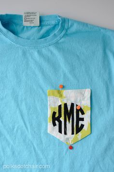 DIY Monogrammed Pocket T-Shirt Monogram Pocket Tees, Diy Monogram, Monogram Shirts, Shirt Diy, Beginner Sewing Projects Easy, Leftover Fabric, Sewing Lessons, Sewing Projects For Beginners, Easy Sewing Projects