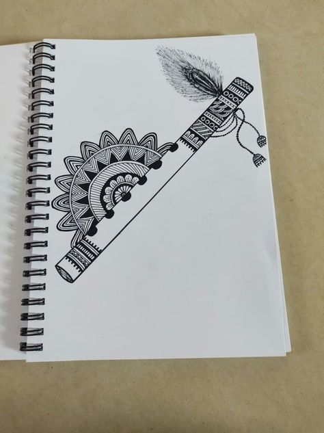 #pencildrawings #love #doodle #artistic #pencilartist #blackandwhite #sketchoftheday #sketchbookdrawing #instagram Simple Krishna Drawing Ideas, Easy And Beautiful Mandala Art, Drawing Ideas Creative Mandala Art, Easy Sketches For Beginners Aesthetic, Bansuri Mandala Art, Easy Creative Drawings Pencil Simple, Asthetic Drawings Pencil, Drwng Ideas Easy, Krishna Sketch Pencil Creative