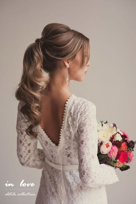 Bridesmaid Ponytail, Long Hair Volume, Wedding Ponytail, Long Hair Ponytail, Romantic Wedding Hair, Vintage Wedding Hair, Simple Wedding Hairstyles, Best Wedding Hairstyles, Long Hair Wedding Styles