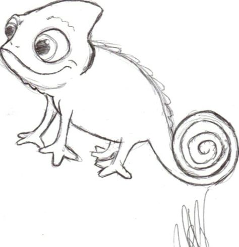 Pascal Tangled Drawing Easy, Pascal Tangled Drawing, Drawing Tangled, Pascal Drawing, Tangled Drawings, Pascal Tangled, Sketch Disney, Disney Drawing, Disney Sketches