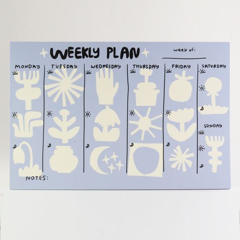 Use this to help you plan out some productive and fun tasks for the week ahead. 100% made in the USA. 6"x 9" notepad with 60 sheets. Gift Shop Design, Analogue Design, Shopping List Notepad, Weekly Planner Notepad, Stationery Brand, Week Planner, Planner Icons, Sticky Paper, Planner Notepad