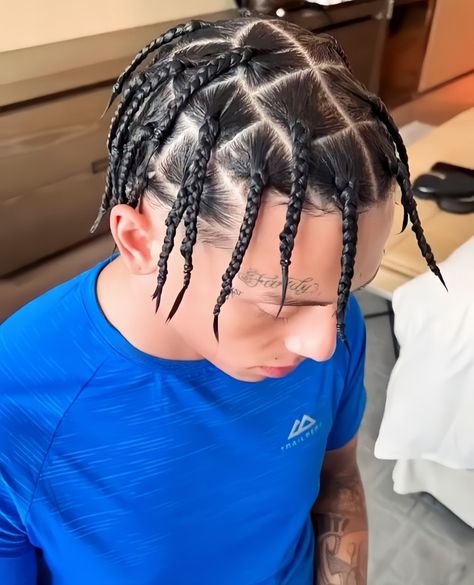 central cee Central Cee With Braids, Central Cee Hairstyle, White Guy Braids Men Hairstyles, White Boy With Braids, Latino Braids, Central Cee Braids, Central Cee Long Hair, Central Cee Haircut, White Men Braids