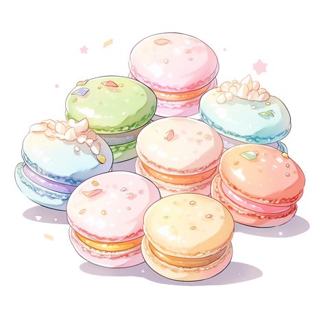 Cute Kawaii Colorful Macarons in Pastel Colors Sticker Cute Macarons Drawing, Macaroons Drawing Easy, Macaroon Drawing, Macaroon Aesthetic, Macaron Drawing, Cartoon Macaron, Kawaii Macarons, Macaron Aesthetic, Macarons Drawing