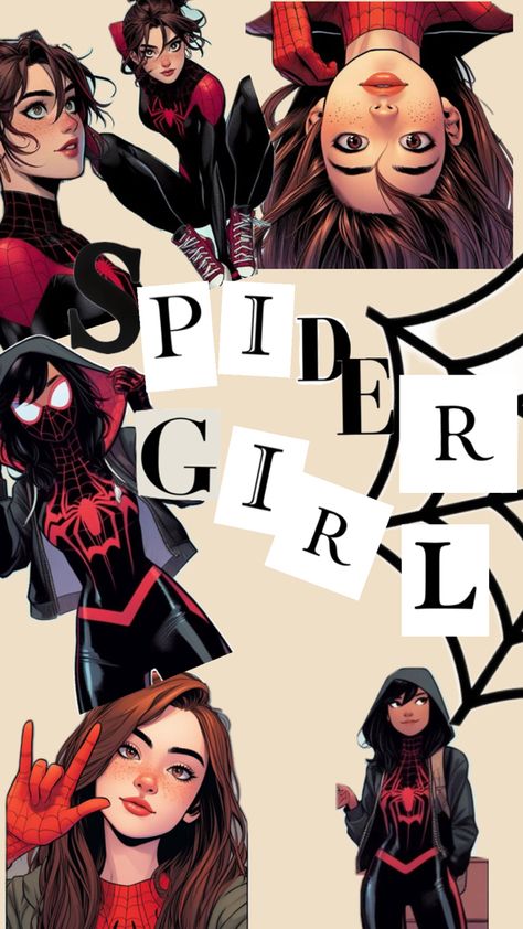 Spidergirl my fav Girl Spiderman Wallpaper, Spidergirl Wallpaper, Spider Girl Aesthetic, Silk Spider Man, Spiderman Jeans, Girl Spiderman, Spiderman Lockscreen, Silk Spiderman, Silk Spider