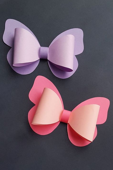 Ribbon Origami, How To Make A Paper Bow Easy, Gift Bows Diy Ribbon Paper, Cute Butterfly Knot Bow For Gift, Paper Bows, Pre-tied Butterfly Knot Bow As Gift, Oragami Bow, Paper Bows Diy, Origami Ribbon