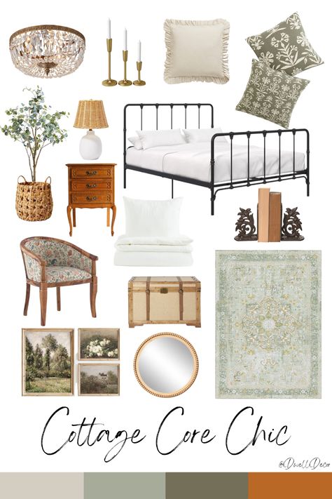 #interiordesign #interiordecor #homedecorideas #cottagecore #cottagecorebedroom #cottagecoredesign #moodboard #designboard #designmoodboards #vintagefurniture Cozy Cottage Core Bedroom, Cottage Core Interior Design, Cottagecore Interior Design, Cottage Core Interior, Cottage Core Bedroom, Cottagecore Bedroom Ideas, Cottagecore Interior, Embrace Femininity, Cottage Core Home