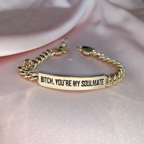 Frasier Sterling Jewelry on Instagram: “Bitch, you’re my soulmate 😉💗 Designed for our #euphoria loving angels, meet your new fave bar bracelet 💋” Frasier Sterling, My Soulmate, Bar Bracelet, Diamond Jewelry Necklace, Sterling Jewelry, Bar Bracelets, Statement Bracelet, Delicate Jewelry