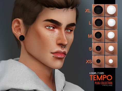 Pralinesims' Tempo Plug Collection Sims 4 Alpha Cc Piercings, Sims 4 Cc Ear Gauge, Sims 4 Gauge Earrings, Sims 4 Piercings Ears, Sims 4 Gage Earrings, Sims4 Cc Accessories Male, Ts4 Cc Male Jewelry, Sims 4 Ear Gauges, Sims 4 Cc Male Ear Piercings