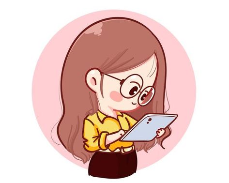 Cartoons Dp, Student Cartoon, Cartoon Sketches, Chibi Girl, Cute Cartoon Pictures, Cute Love Cartoons, Cute Cartoon Drawings, Cute Little Drawings, Girls Cartoon Art