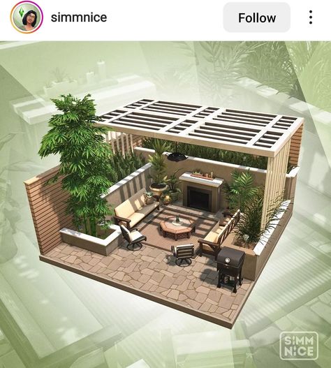 Small Garden Bloxburg, Bloxburg Garden Layout, Sims 4 Terrace Ideas, Sims4 Garden Ideas, The Sims 4 Interior Ideas, Sims 4 Porch Ideas, Sims 4 Inspiration Rooms, Sims 4 Gym Ideas, Bloxburg Sauna