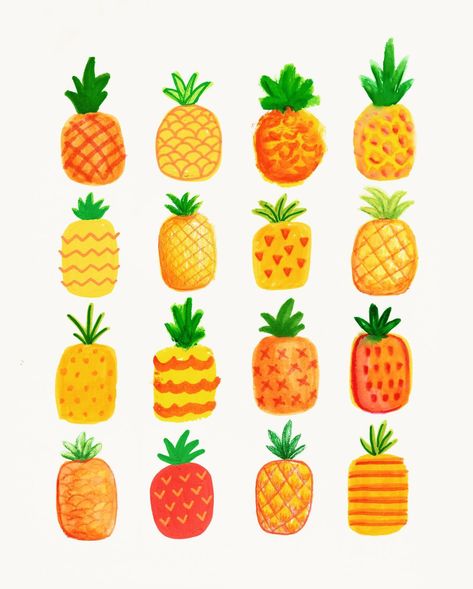 I’ve been working mostly on procreate lately and my forgotten art supplies were staring me down - so I broke out all my yellow, green, and orange ish pencils, markers, and paint to make some pineapple doodles for #doodleadayjune 🍍challenge hosted by @ellolovey 💛 . . #pineappleart #pineapples #fruitlover #illustration #doodleaday #doodlelove #fruitart #summerart #fruitillustration #artchallenge #mixedmedia #colorfulart Pineapple Doodle, Pineapple Painting Ideas, Oil Pastel Pineapple, Easy Pineapple Painting, Painted Pineapple, Paint Orange Fruit, Pineapple Drawing, Pineapple Illustration, Pineapple Painting