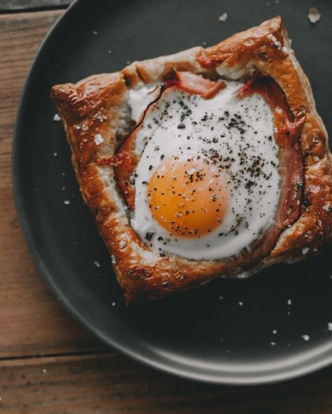 Crispy Ham, Smoked Gouda and Egg Pastry Puffs - The Sweet and Simple Kitchen Egg Pastry, Healthy Breakfast Burrito, Breakfast Pastry, Smoked Gouda Cheese, Deli Counter, Bakery Items, Baked Egg, Ham And Eggs, Smoked Gouda