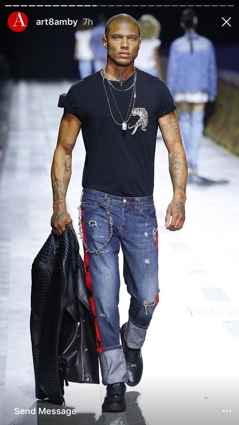 June 2017 Jacket Men Style, Jeremy Meeks, Denim Man, Models Catwalk, Philip Plein, Leather Jacket Men Style, 2010 Fashion, German Fashion, Gq Style