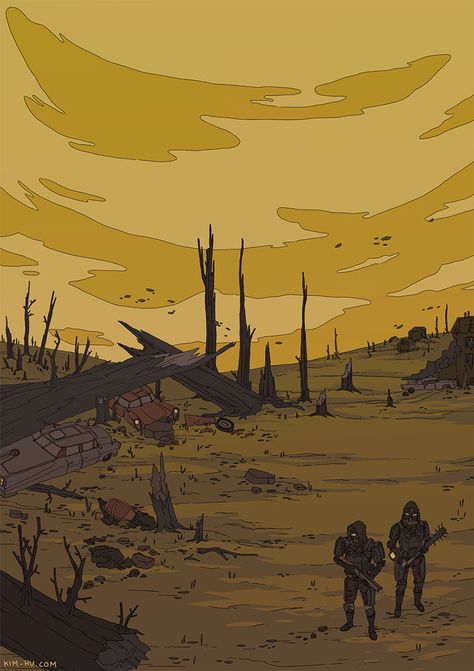 Buy My Stuff, Apocalypse Landscape, Fallout Fan Art, Hotline Miami, Apocalypse Aesthetic, Let It Die, Apocalypse Art, Fallout Art, Fallout New Vegas