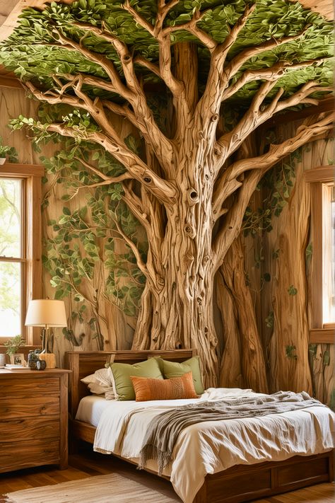 25 Whimsical Bedroom Ideas for 2024 – The Crafty Hacks Bedroom Murals Tree, Fairytale Room Aesthetic, Dark Forest Bedroom, Whimsical Interior Design, Fairy Home Aesthetic, Enchanted Bedroom, Enchanted Forest Bedroom, Fairytale Room, Forest Bedroom