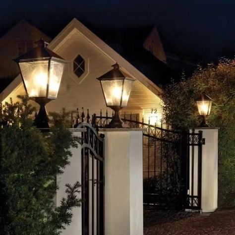 Outdoor Pillar Lights, Gate Lights, Driveway Lighting, Coastal Lighting, Pillar Lights, Bollard Lighting, Fence Gate, Traditional Lighting, Gate Design