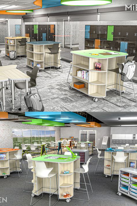 Stem Room Design, Learning Center Design, Maker Space, Makerspace Furniture, Makerspace Design, School Library Design, Innovation Lab, 21st Century Learning, Classroom Furniture