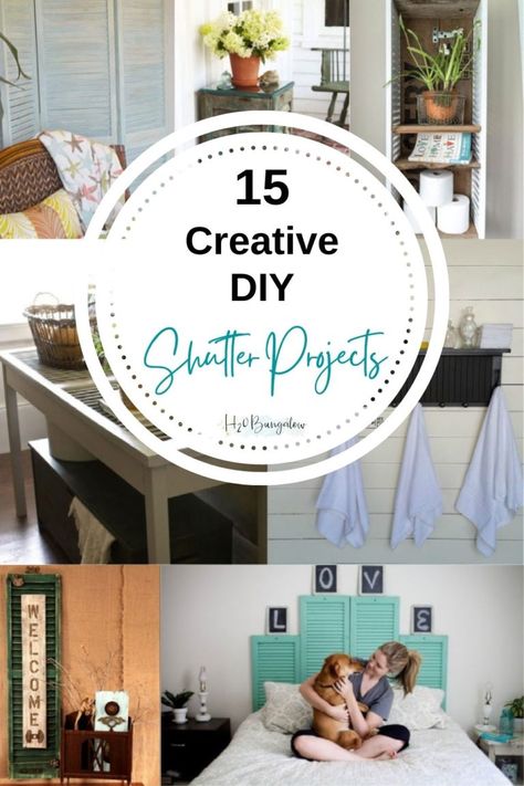 Diy Shutter Projects, Diy Wood Shutters, Old Window Shutters, Shutter Projects, Shutter Wall Decor, Door Diy Projects, Shutter Wall, Window Shutter, Shiplap Wall Diy