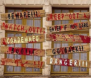 Halloween Decorations For Apartments, Haunted Homecoming, Asylum Party, Haunted Hallway, Zombie Halloween Decorations, Beware Sign, Window Boards, Halloween Lawn, Office Halloween