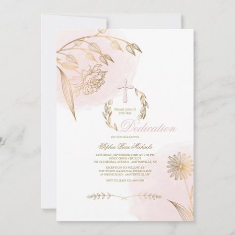 $3.03 | Powder Pink Religious Invitation #powder pink religious invitations, religious invitations for girls, pixie prints, pixieprints, cross, dedication invitations for girls, floral religious girls invitations, discount religious invitations, holy communion invitations, baptism invitations Dedication And Birthday Invitation, Baby Dedication Invitation, Dedication Invitations, Communion Invitations Girl, Baptismal Invitation Girl Free Printable Pink, Baptism Invitations Girl, Holy Communion Invitations, Baby Dedication, Communion Invitations