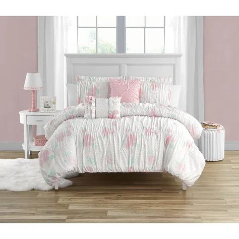 Tabitha Smocked Floral Ultra-soft Microfiber Comforter Set with Soft Pillows - On Sale - Bed Bath & Beyond - 28997502 Bedroom Makeover Inspiration, Textured Comforter, Pink Comforter Sets, Full Comforter Sets, Pink Comforter, Floral Comforter Sets, Twin Comforter Sets, Affordable Bedding, Comforter Bedding